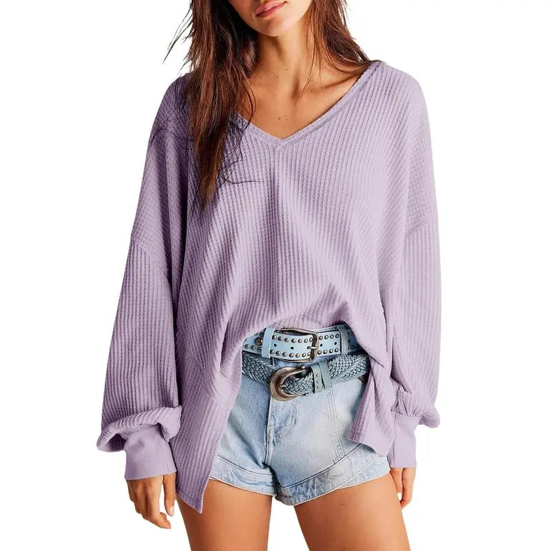 Womens Waffle Knit Tops