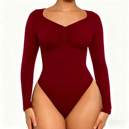 Women's Seamless Sculpt Long Sleeve Thong Comfortable Bodysuit for