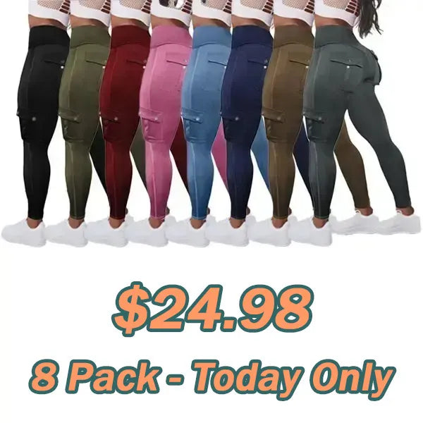 💕Solid Flap Pocket High Waist Sports Leggings