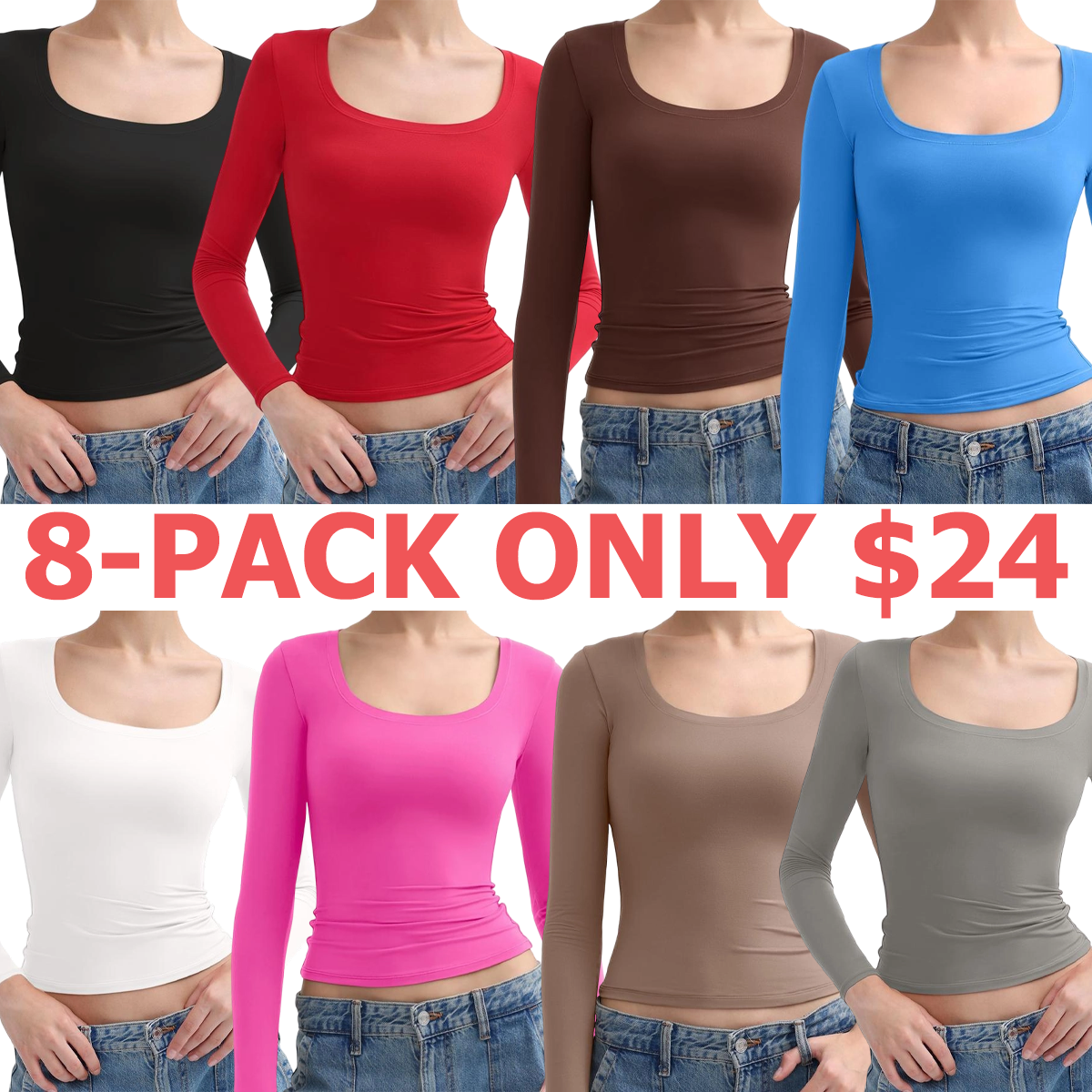 Womens Scoop Neck Long Sleeve Top