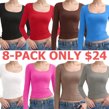 Womens Scoop Neck Long Sleeve Top