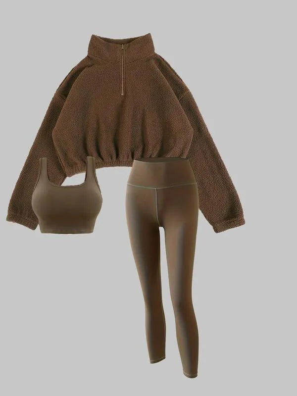 Women's Solid Thermal Lined Tracksuit Set