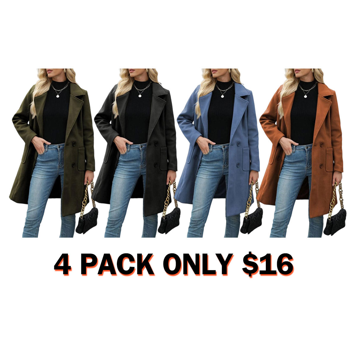 Women's Winter Wool Blend Camel Mid-Long Coat