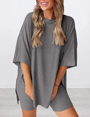 🔥Women's Casual Loose-fitting Two-Piece Set (Crew Neck/V-Neck) 🔥 10-Piece Set - Includes All Colors, Only $24