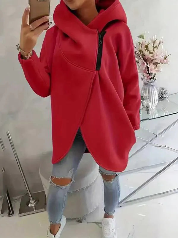 Women'S Plus Size Hooded Sweatshirt, Half-Zip Fashion Design