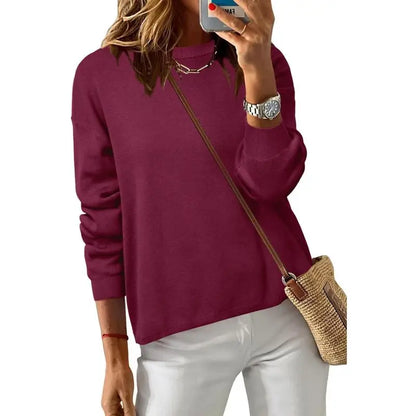 Women's 100% Cotton Crew Neck Fall Casual Relaxed Fit Sweater Tops 2025