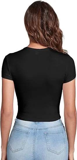 Women's Basic Casual Summer Crop Tee Tops