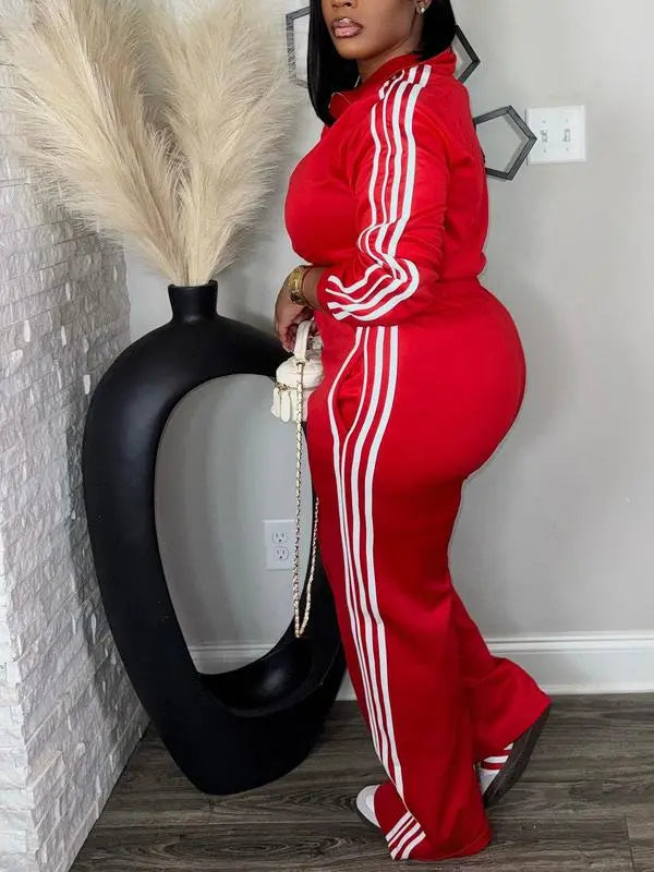 Women's Casual Long Sleeve Zip Up Jacket & Pants Set for Spring & Fall