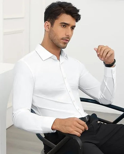 Men's 16-Way Stretch Slim Fit Long Sleeve Button Down Shirts