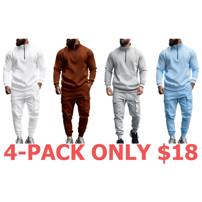 Men's Casual Fleece Lined Zipper Work Pants Set