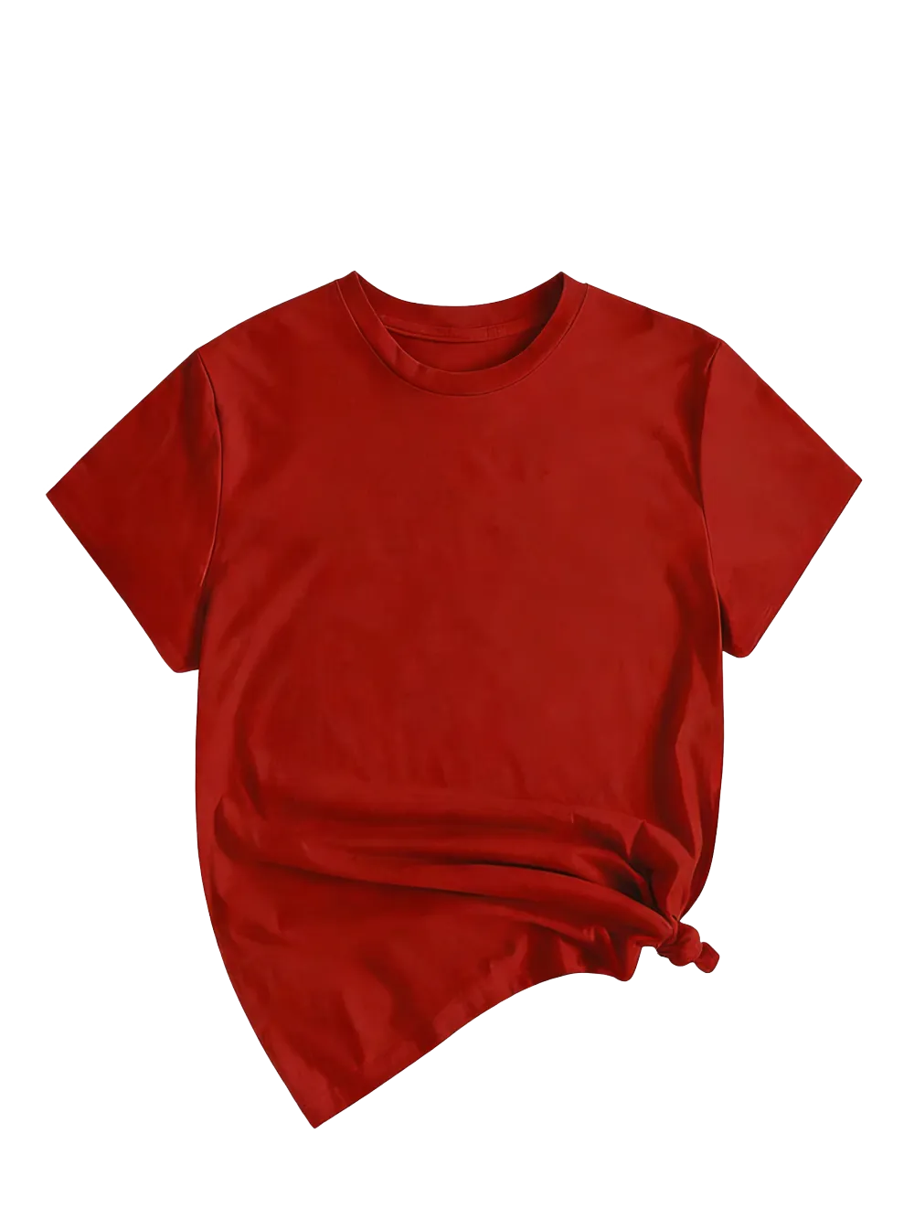 Women's Solid Round Neck Tee, Casual Short Sleeve Crew Neck T-Shirt for Summer