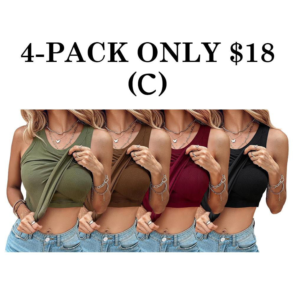 Women'S Ribbed Tank Top With Built-In Bra