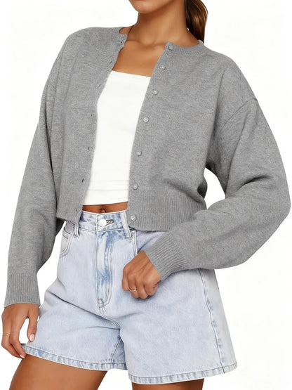 Women's Plain Button Front Longsleeves Cardigan