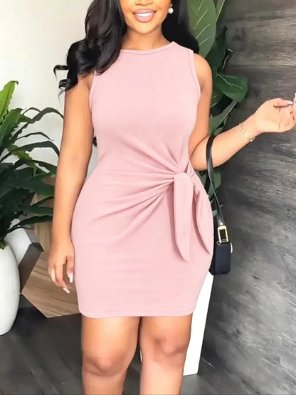 Women's Plain Knot Design Tank Dress