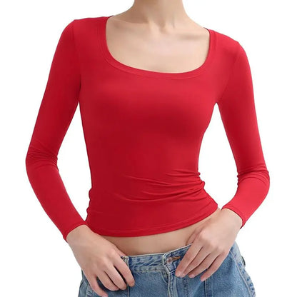 Womens Scoop Neck Long Sleeve Top