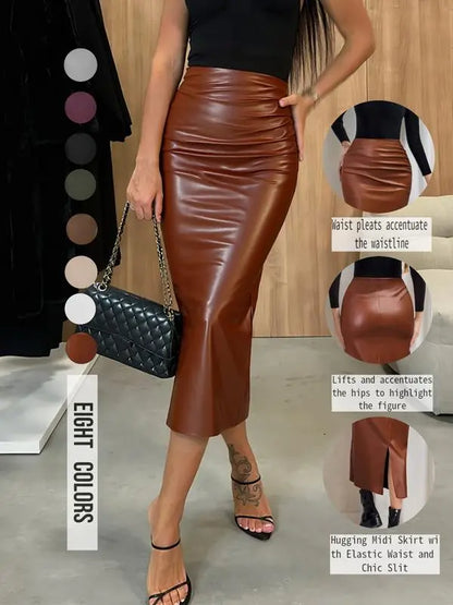 Women's Faux Leather Skirt