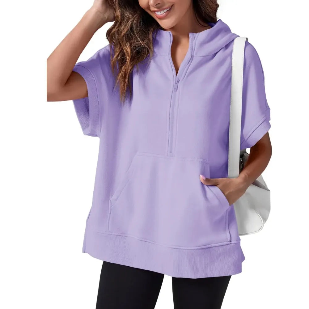 Women's Oversized Half Short Sleeve Casual Sweatshirts