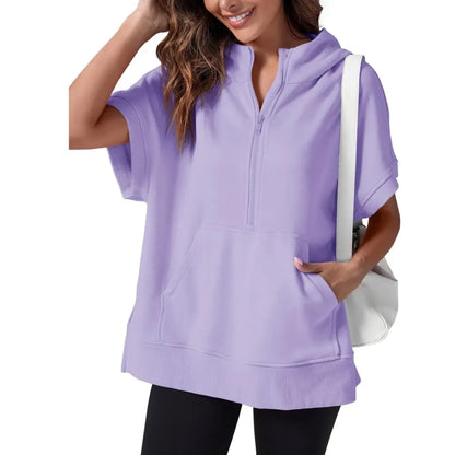 Women's Oversized Half Short Sleeve Casual Sweatshirts