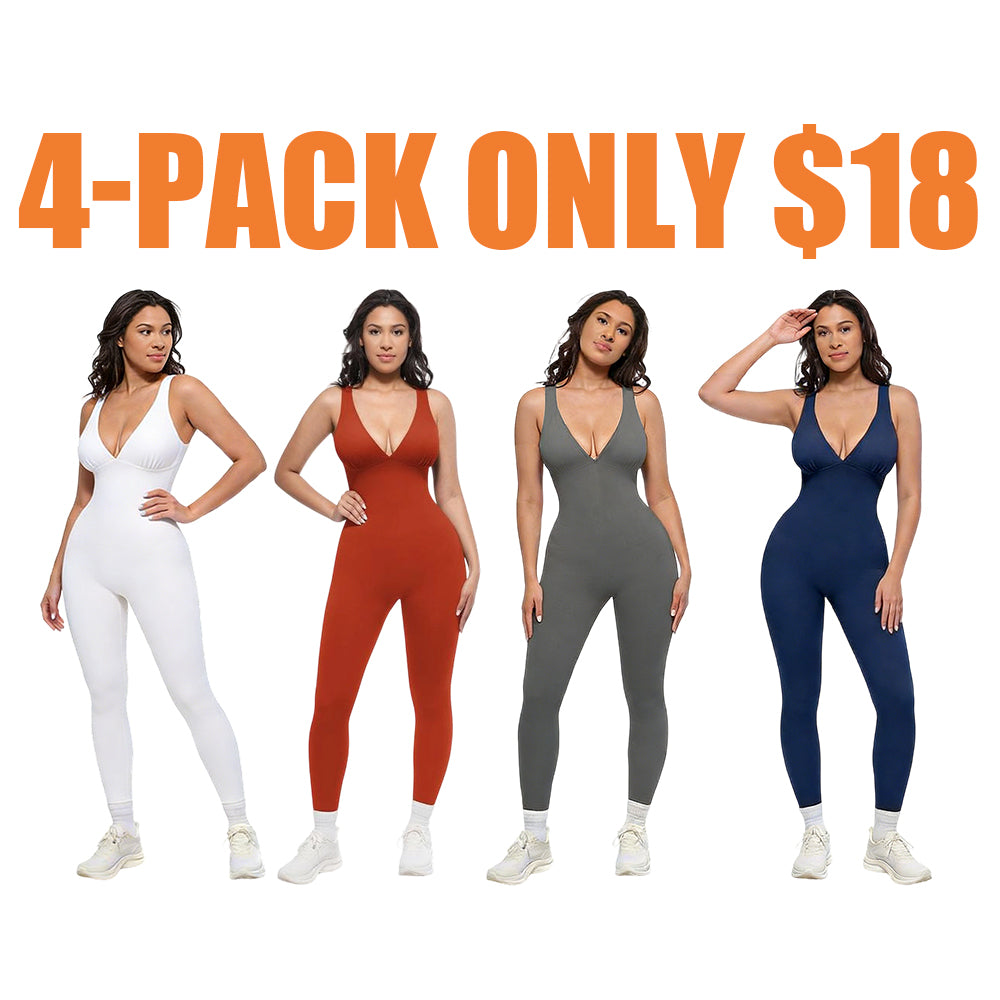 Deep V Shapewear With Chest Support Breathable High-Waisted Tummy Control Jumpsuit
