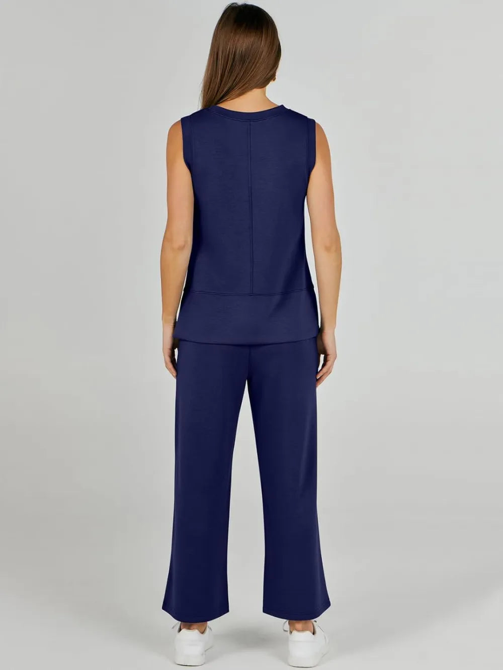 Women's 2 Piece Sets Summer Outfits Sleeveless Wide Leg Tracksuits Casual Sweat Sets Lounge Sweatsuits