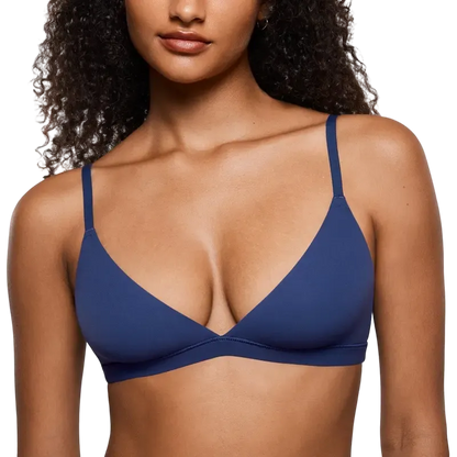 Women's Deep V, Unlined, Seamless, Wire-Free Triangle Bra