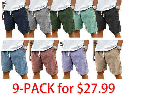 Men's Fashion Vintage Corduroy Casual Elastic Stretch Shorts With Side Pockets