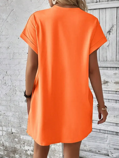 Women's Plain Pocket Batwing Sleeve Tee Dress