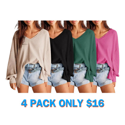 Womens Waffle Knit Tops