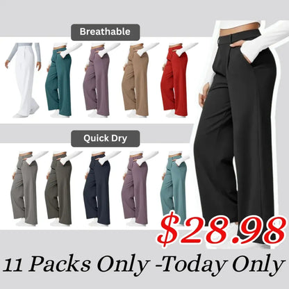 ⏰Big Spring Sale!High Waisted Side Pocket Straight Leg Work Pants