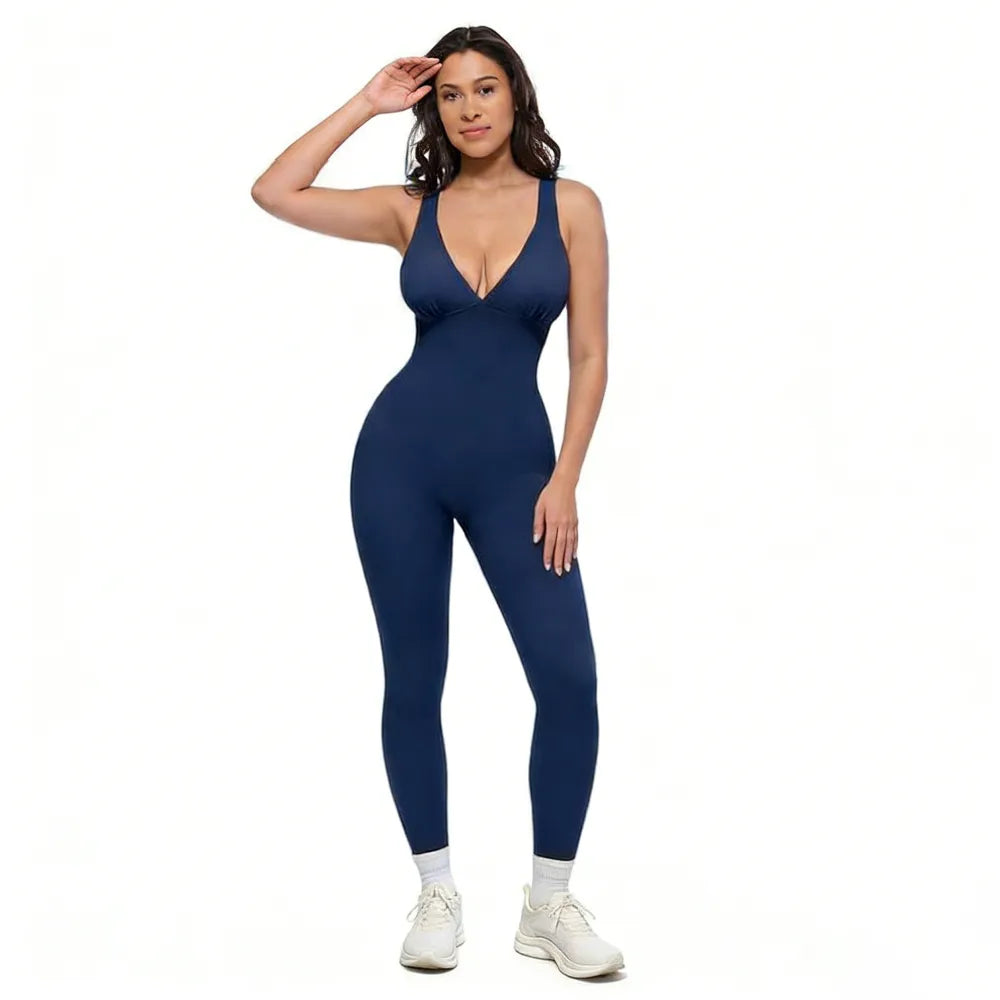 Deep V Shapewear With Chest Support Breathable High-Waisted Tummy Control Jumpsuit
