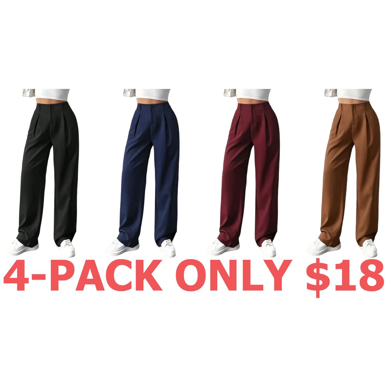 Women's Solid Color Plicated Pocket Wide Leg Pants