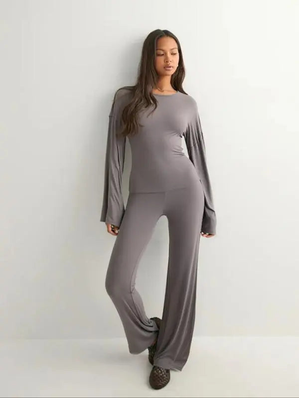 Women's Fall New Round Neck Flare Long Sleeve Top