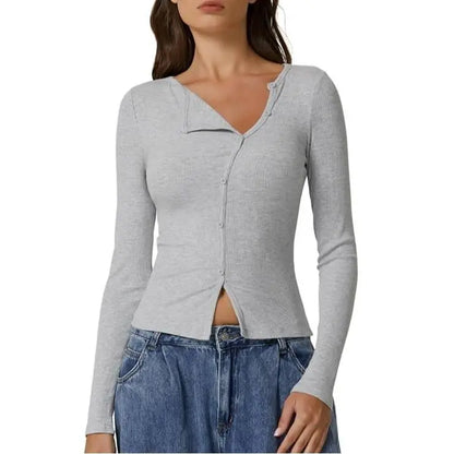 Women's Long Sleeve Ribbed Crewneck Shirts