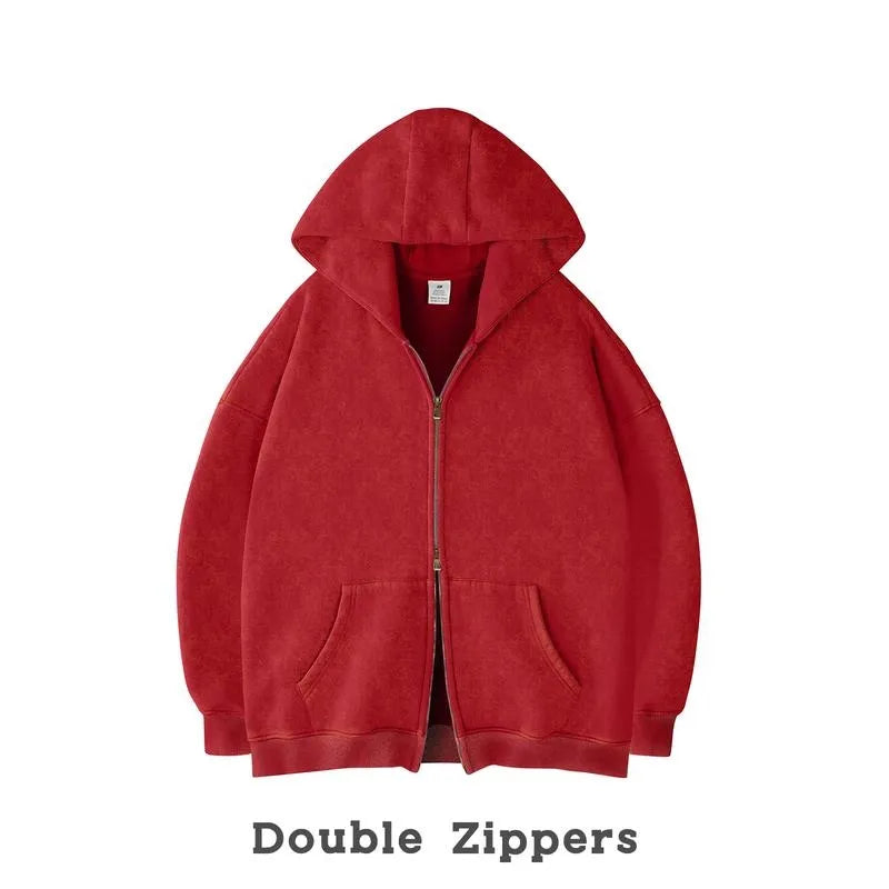 Unisex Oversized Zip-Up Hoodie for Women Plain