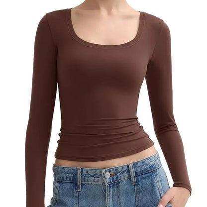 Womens Scoop Neck Long Sleeve Top