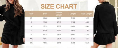 Women's 2 Piece Outfits 2025 Long Sleeve Mock Neck Ribbed Sweaters And Mini Skirt Two Piece Sets