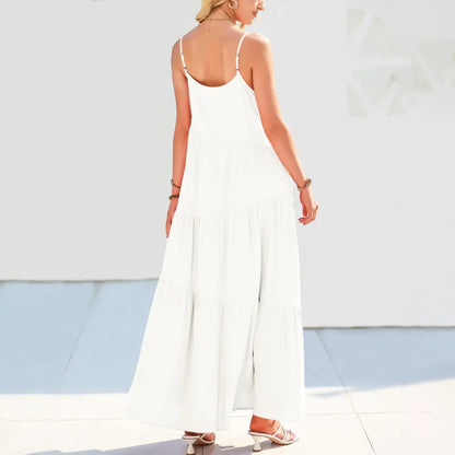 Asymmetric Tiered Style Sleeveless Beach Dress