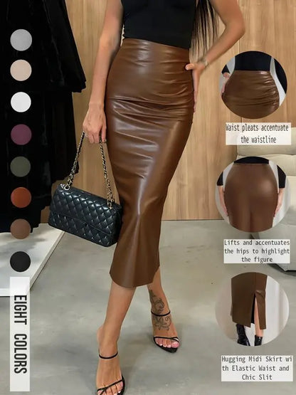 Women's Faux Leather Skirt