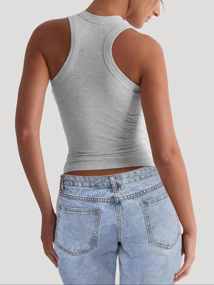 Women's Casual Slim-Fit Solid-Color Sleeveless Tank Top