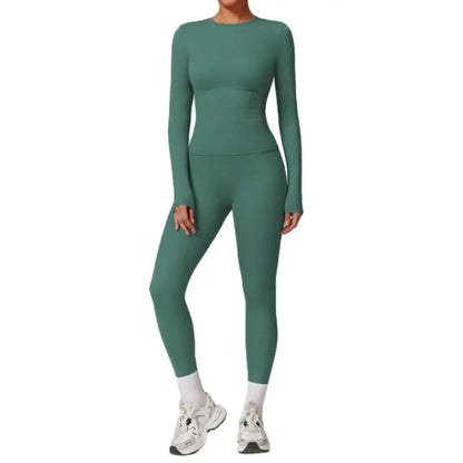 2-Piece Set Women's Long Sleeve Solid Color Sports Set