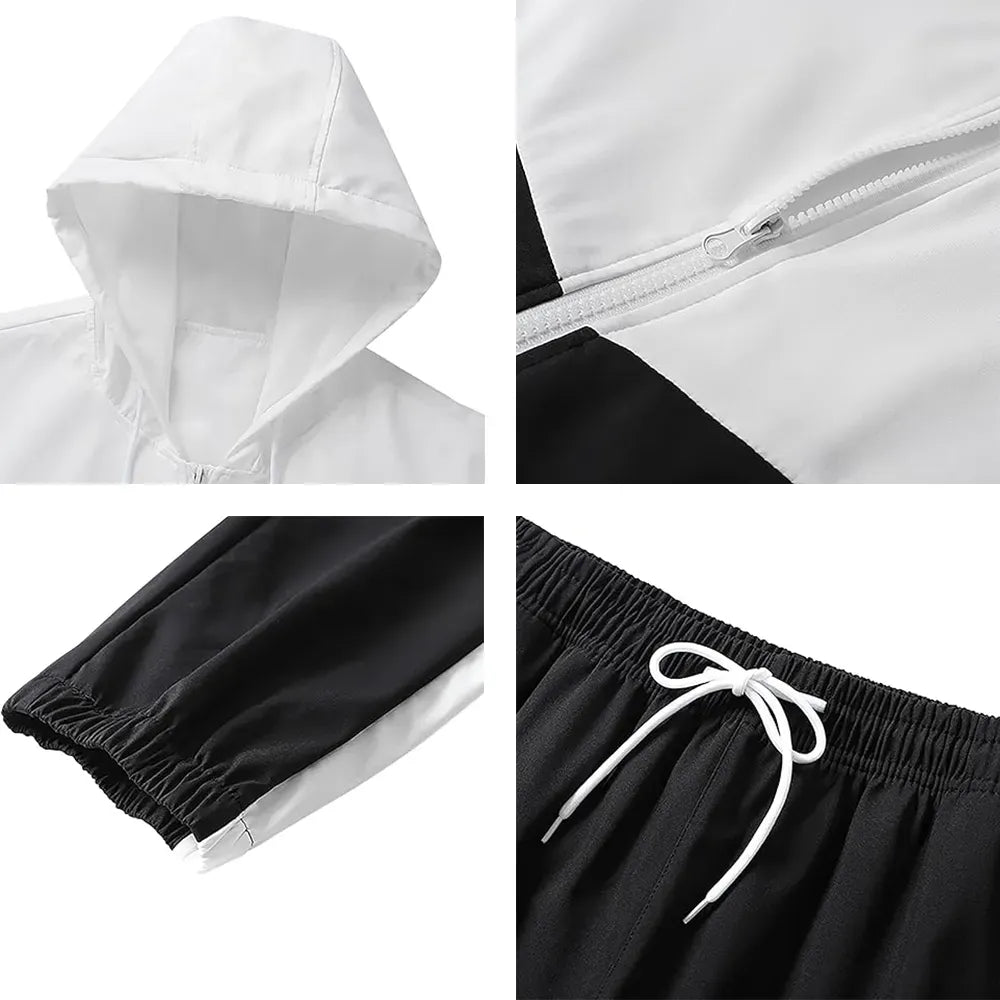 Men’s Colorblock 2-Piece Tracksuit: Full Zip Hoodie + Jogging Pants