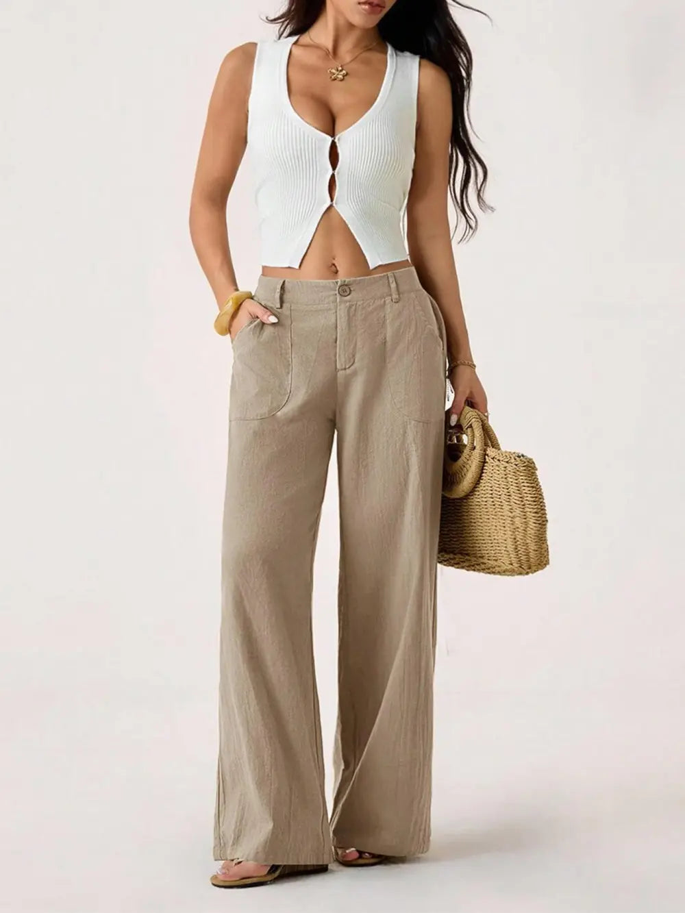 Women's Classical Linen Palazzo Pants