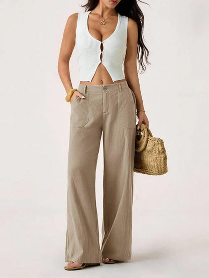 Women's Classical Linen Palazzo Pants