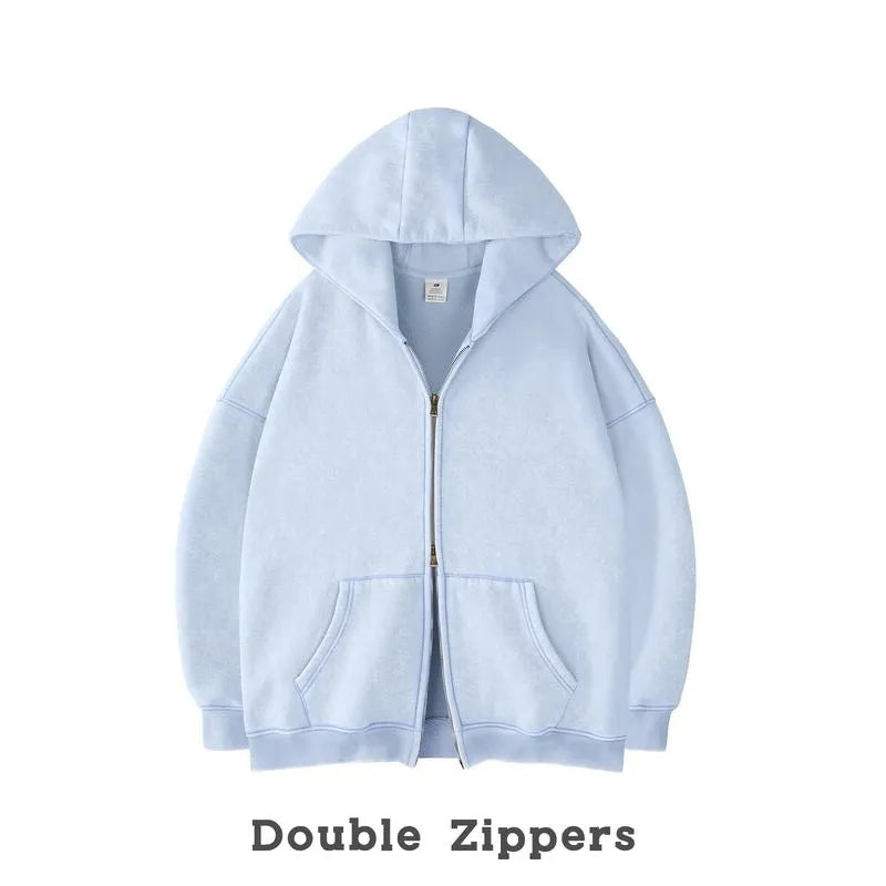 Unisex Oversized Zip-Up Hoodie for Women Plain