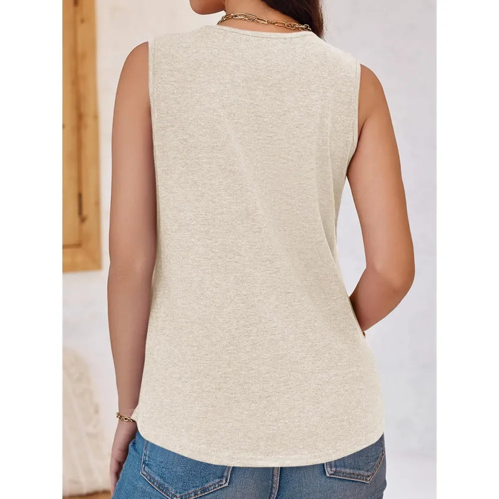 Women V Neck Tank Tops Dressy Casual Summer Loose Fit Sleeveless Shirts