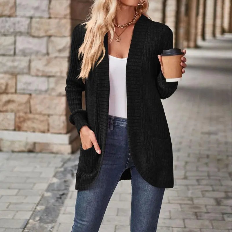 Women 2024 Fall Open Front Long Sleeve Loose Lightweight Knit Sweater