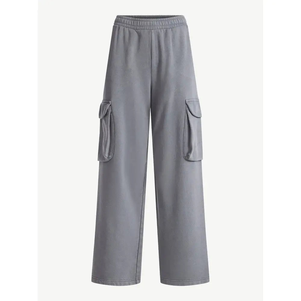 Mineral Washed Oversized Cropped Hoodie + Wide Leg Cargo Sweatpants