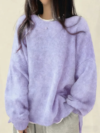 Drop Shoulder Split Hem Sweater