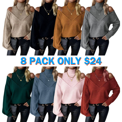Women's Plain Cut Out High Neck Sweater