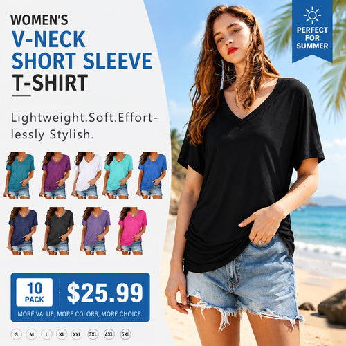 🔥Summer Sale💖 Ultra-Soft V-Neck Tee | Everyday Comfort & Effortless Style 💖